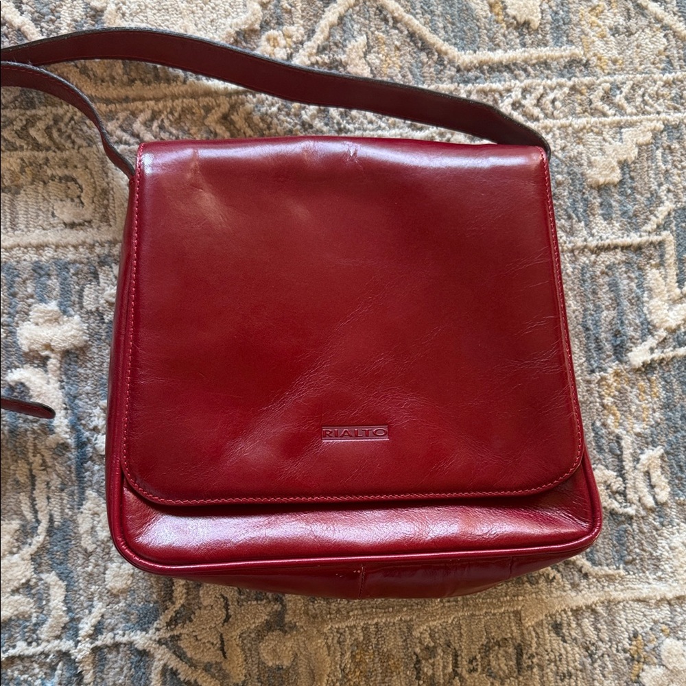 RIALTO Vintage Red Leather Crossbody / Shoulder Bag